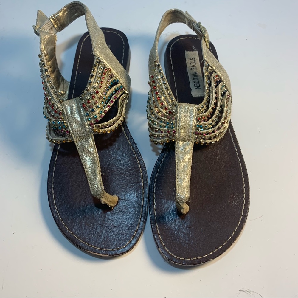 Steve Madden Multi Color Crystal Strappy Sandals Size 9